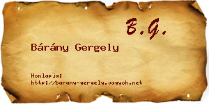 Bárány Gergely névjegykártya